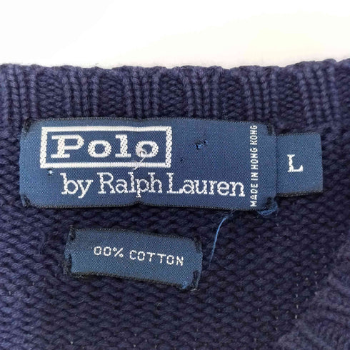 ポロバイラルフローレン Polo by RALPH LAUREN 90S ポニー 刺繍 クルーネック コットン ニット セーター メンズ import:L